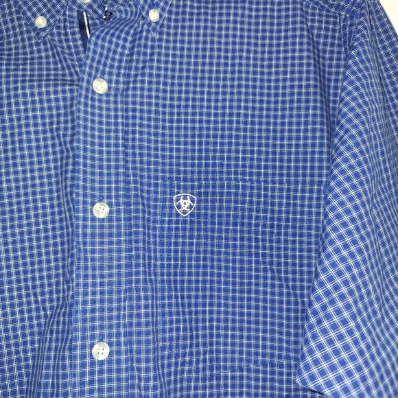 Ariat Pro Series Shirt Mens M Blue Plaid Button Up Rancher Western Rodeo - Picture 4 of 8
